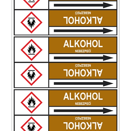 Značení potrubí, alkohol